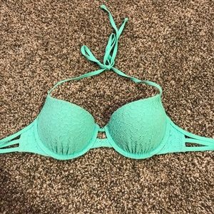 Girls Hollister bathing suit top teal blue